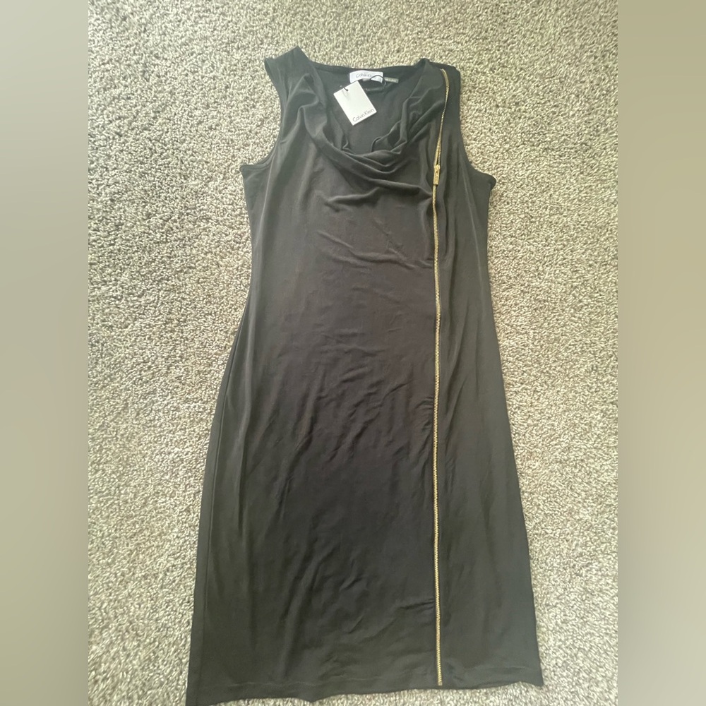 NWT - Calvin Klein midi black dress